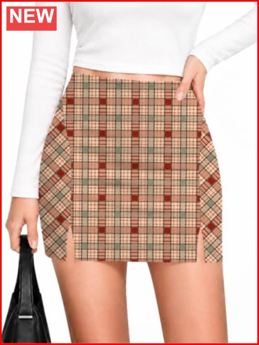 High Waist Slit Bodycon Mini Skort with Built-in Shorts Stretchy